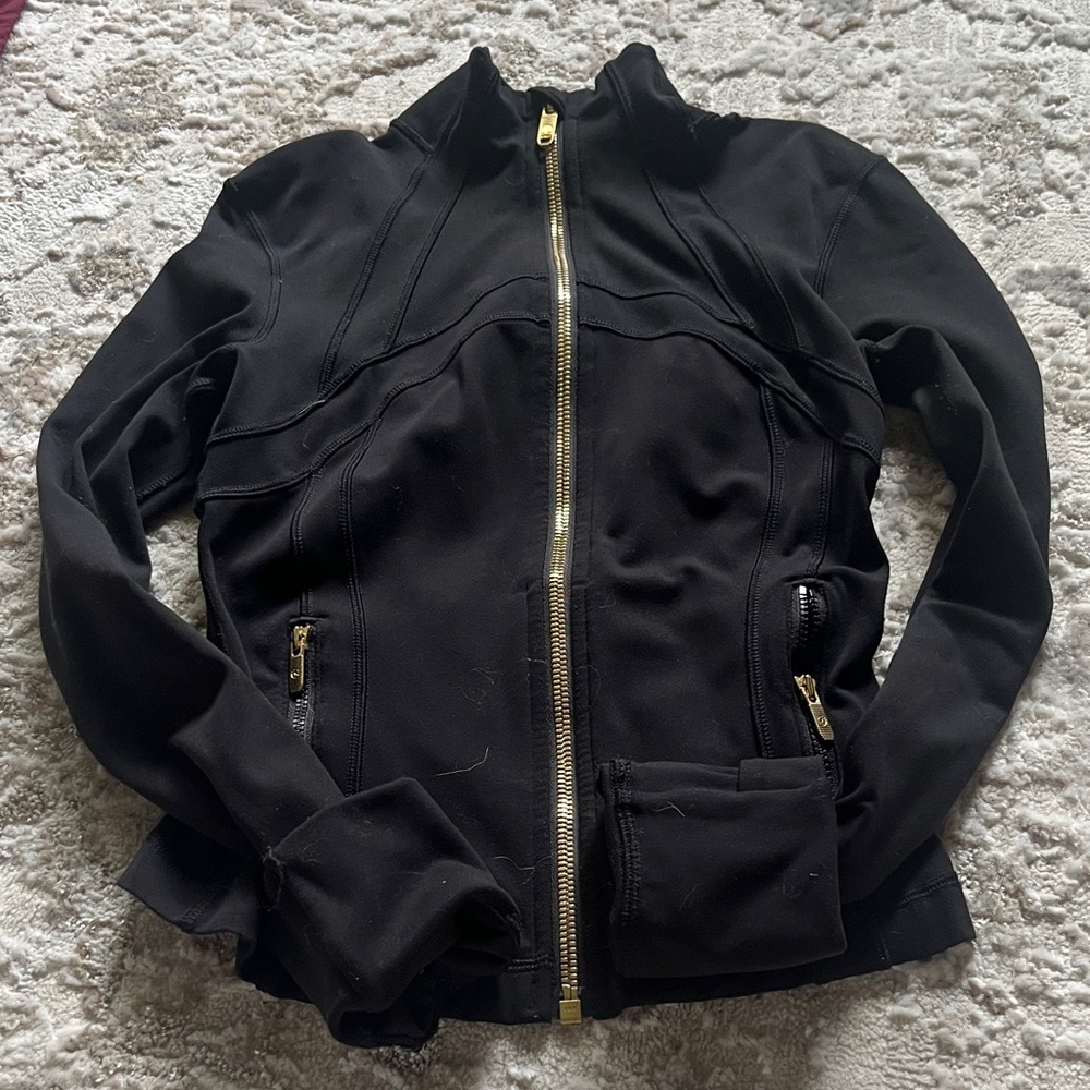 Lululemon Athletica Black Bomber Jacket with Gold Zipper